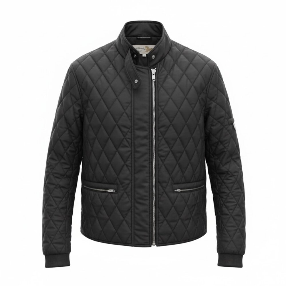 R.J. Classics Trio Black Quilted Equestrian Riding Barn Jacket Coat Medium